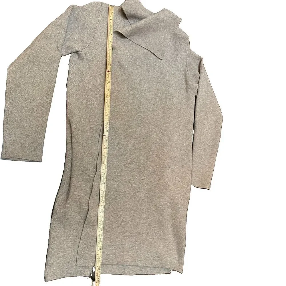 Rachel Zoe Wrap Sweater Jacket S Taupe Asymmetric Drape Cozy Luxury Duster Coat